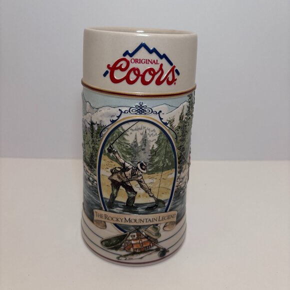Coors Rocky Mountain Legend Series 1993 Fly Fishing Collector Beer Stein - Picture 1 of 6